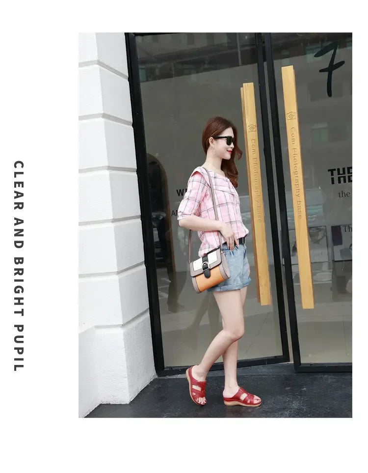 2024 Summer Women Wedge Sandals Premium Orthopedic Open Toe Sandals Vintage Anti-slip Leather Casual Female Platform Retro Shoes