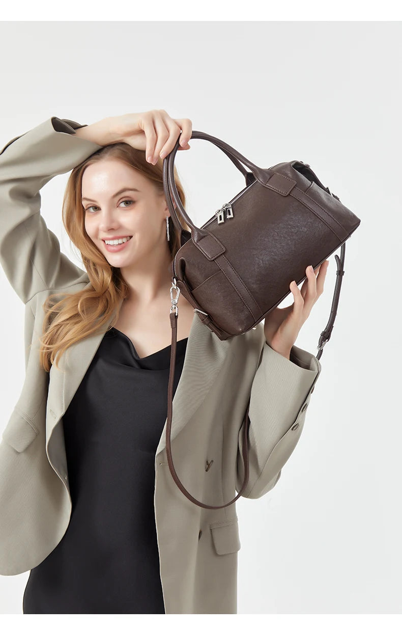 2026 New Women's Fashion Genuine Leather Handbag Female Large Capaci Luxury Designer Boston Totes Bag Shoulder Crossbody Bag