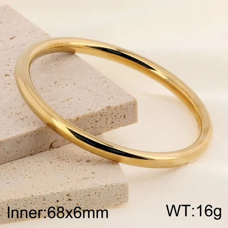 7/PCS Simple Spherical Surface Stainless Steel Bangle For Women Men Wedding Party Bracelet Famale Trendy Jewelry Christmas Gifts