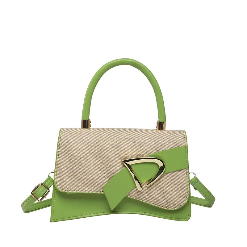 Women's Bags, Hand-held Spliced Contrasting Crossbody Bag, Fashion and Versatile Simple Casual Single Shoulder Small Square Bag