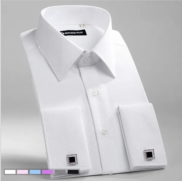 Men's Blue Long-sleeved Dress Shirts, Single-breasted Lapel Vertical Striped Shirt Men, White,Purple,Black,Pink,Yellow Optional