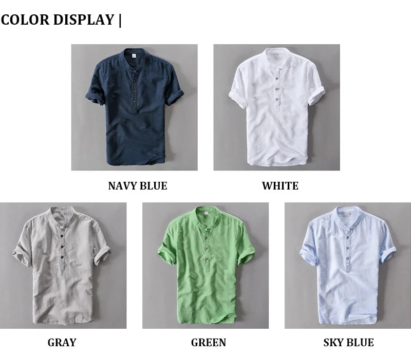 Streetwear Summer Fashion Shirt Men Short Sleeve Casual Cotton Linen Shirt Hombre Round Collar Designer Leisure T-shirt Men