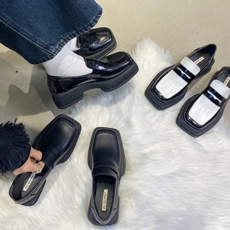 2025 New Women'S Shoes Low Heel Loafers Casual Ladies Slip on Square Toe Shoes Female Elegant Fashion Shoes Zapatillas Mujer