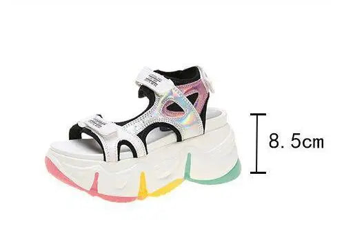 New Women Summer Wedge Sandals Transparent PVC Crystal Chunky Platform Shoes Woman Rainbow Thick Bottom Sandalias