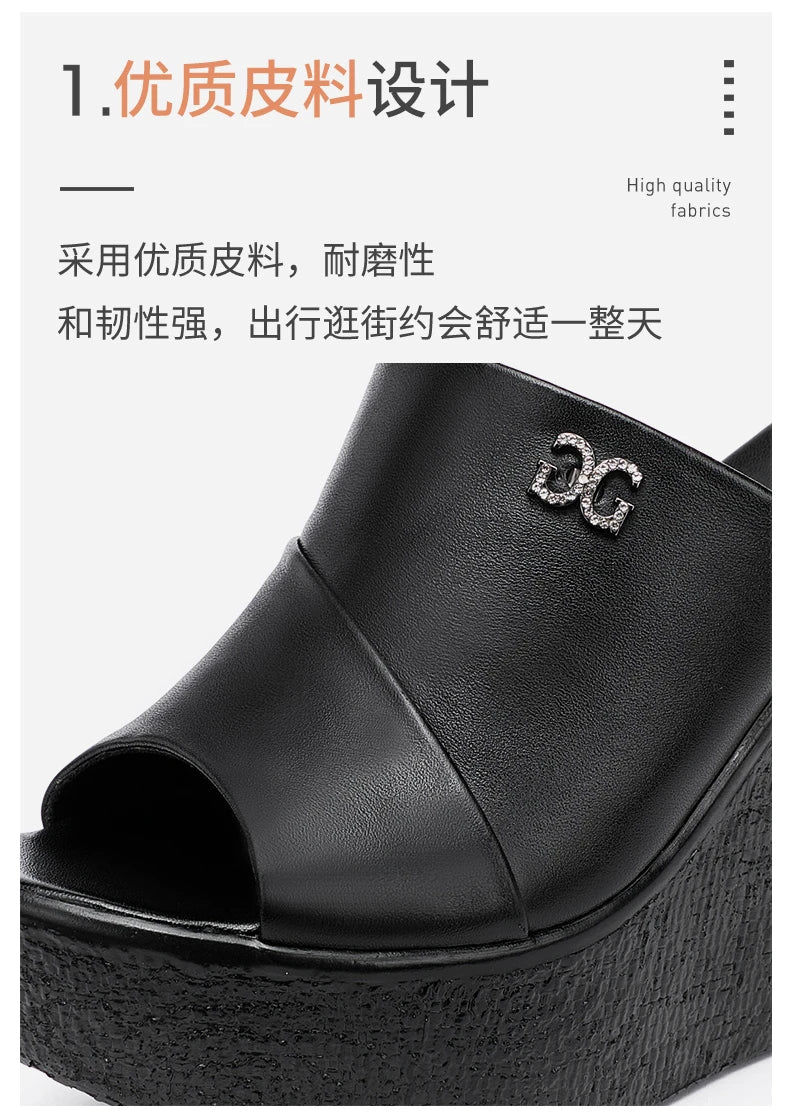 2024 Designer Summer Ladies Slippers New Fashion Thick Sole Wedge Women's Sandals High Heel Sandal Open Toe Fish Mouth Shoes