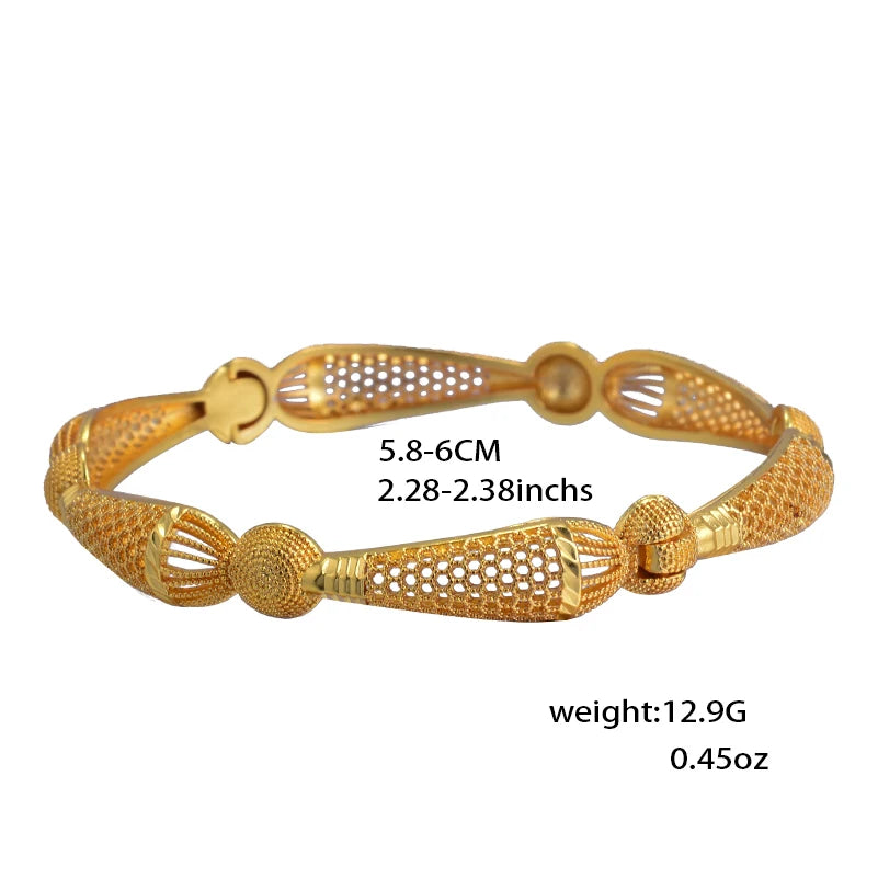 Dubai Gold Plated 24K Bangles for Women Jewelry Exaggerated Style Bracelets Banquet Party Bijoux Nigeria Wedding