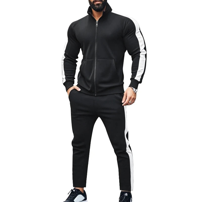 Casual Tracksuits Mens Autumn Fashion Side Striped Jackets And Pants Two Piece Sets For Men Sports Fitness Sweatsuits Streetwear