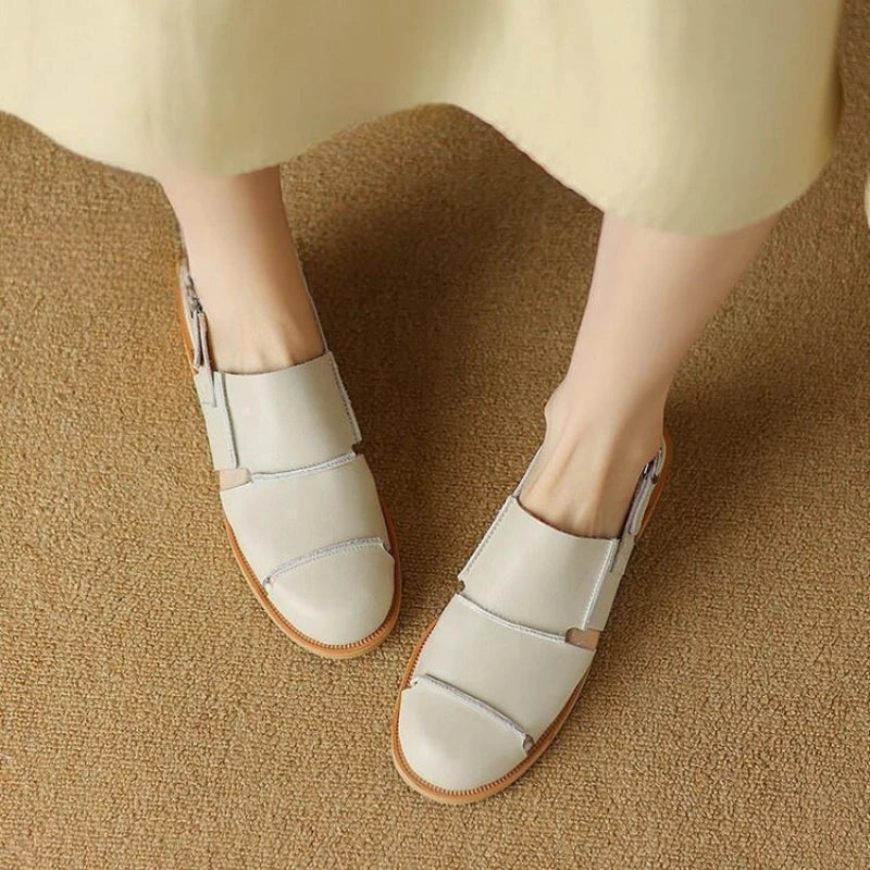 Women Sandals 2026 new Hollow Breathable Comfortable Soft Sole Low Heel Slingback Shoes Summer Fashion Versatile Casual Sandals