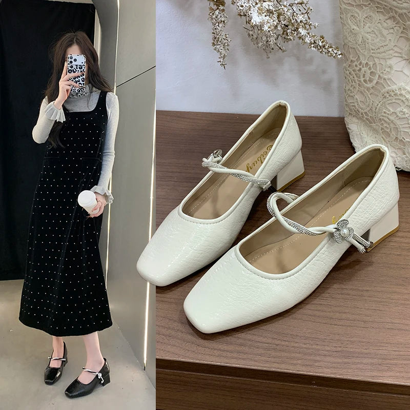 New Women's Shoes Spring and Autumn Shoes Thick Heel Single Shoes Fashionable and Comfortable Shoes Zapatillas Mujer