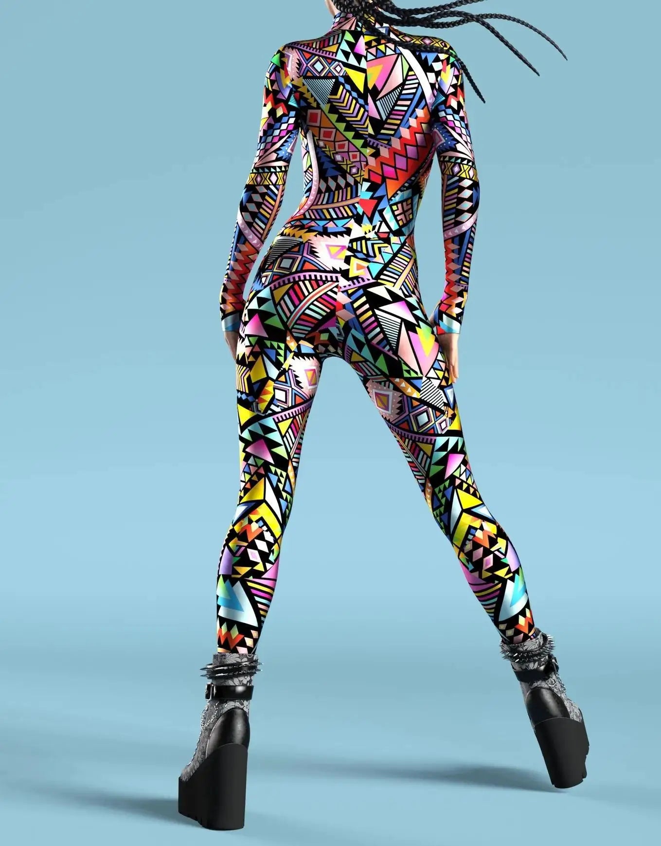 UR1 Women Jumpsuit Dense Color Dots 3D Pattern Adults Halloween Cosplay Costume Party Jumpsuits Carnival Bodysuit Monos Mujer