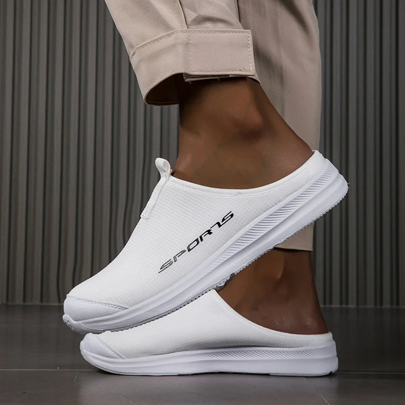 Men's Summer Slip-On Shoes Lightweight Casual Half Slippers for Women's Outdoor Soft Bottom Support Walking Shoes Size 36-46