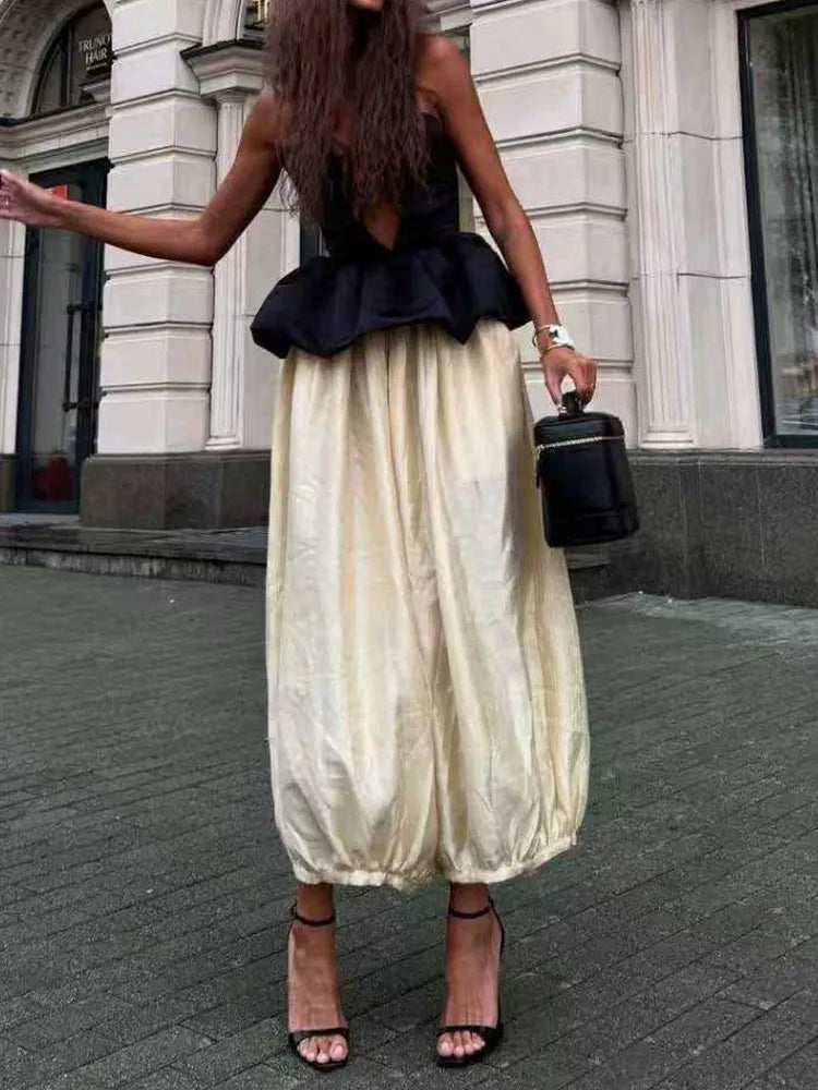 Ladies Sexy Strapless Top And Pants Two Piece Set New Summer Off Shoulder Slim Fit Party Suit Elegant Temperament Solid Outfit