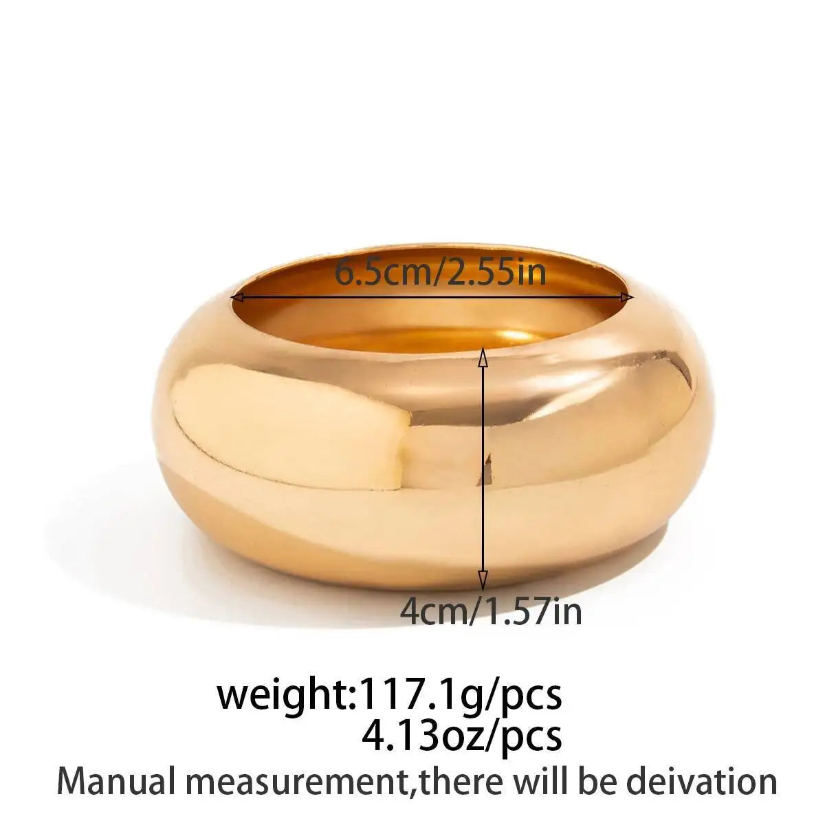SHIXIN Oversized Geometric Round Wide Big Bangle Bracelet for Women Exaggerated Glossy Metal Chunky Bangles Party Daily Jewelry