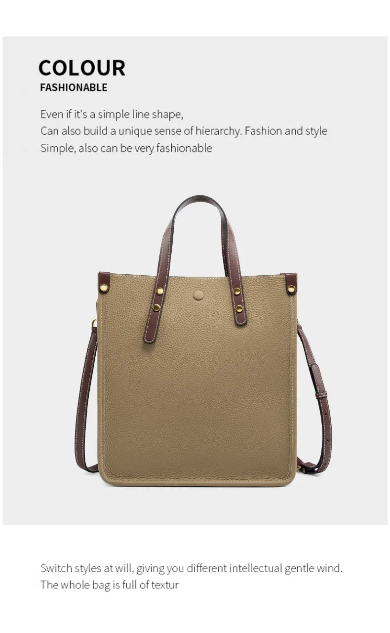 New Ladies Genuine Leather Handbags Big Women Bag Large Vintage Female 2025 Office Hand Shoulder Bags For Women Tote