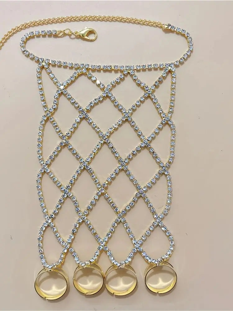 Women's Exquisite Luxury Fashion Crystal Bracelet Jewelry Weaving Wedding Shining New Style Finger Linking Christmas Gift Jewelr