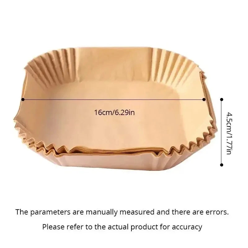 50pcs/set Air Fryer Papers Disposable Oil-proof Water-proof Liners Non-Stick Mats Baking Paper Trays Kitchen Cooking Accessories