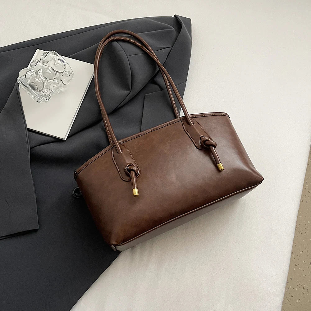 Leather Shoulder Bag for Women with Pendant Hobo Bag Shoulder Tote Handbag Stylish Tote Bag for Daily Use