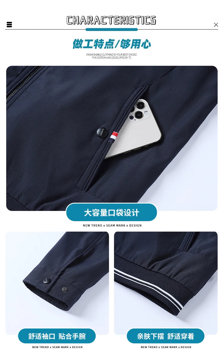 Men's New Spring and Autumn Clothing Stand Up Collar Jacket, Middle-aged and Elderly Jackets, Casual Business Men's Clothing