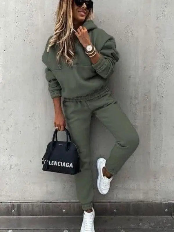 Women Two Piece Set Tracksuit Solid Color Suit 2025 Autumn Trouser Suits Female Sweatshirt Sports Hoodie Sportswear Pants Sets