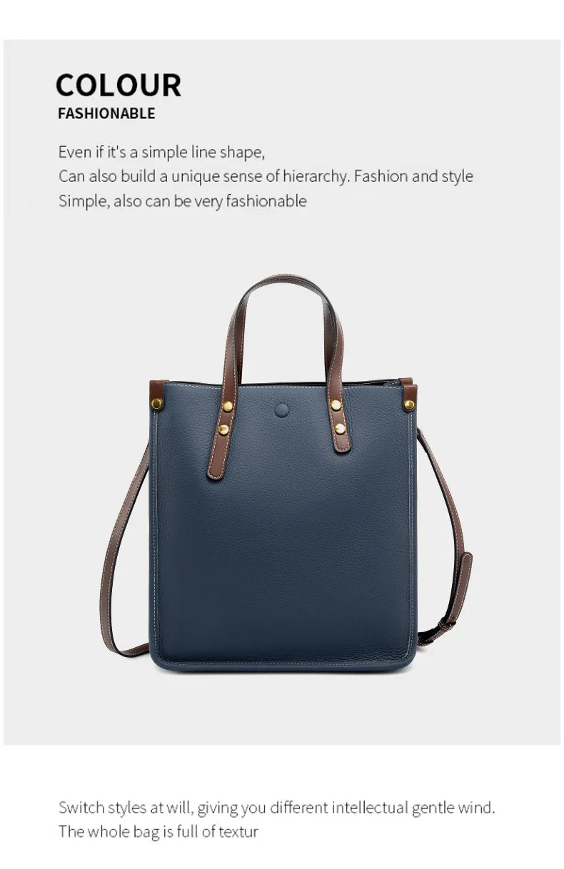 New Ladies Genuine Leather Handbags Big Women Bag Large Vintage Female 2025 Office Hand Shoulder Bags For Women Tote