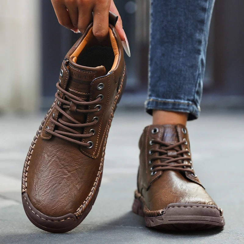 Women's Barefoot Sports Shoes Handmade Men's Boots Ankle Winter Happy Shoes Autumn Outdoor Hiking Boots High Top Shoes Anti Slip
