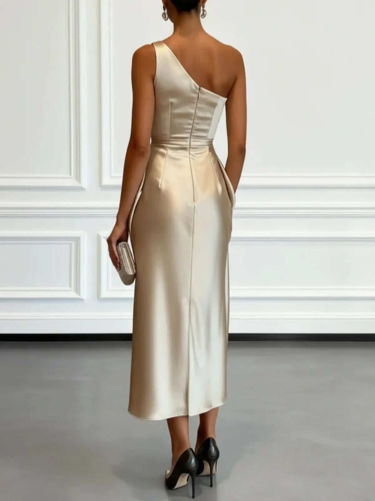 Fashion Sexy Dress Summer New High-end Satin Pleated Waist Sleeveless Banquet Evening Dresses For Women Robe Femal Vestidos 2026