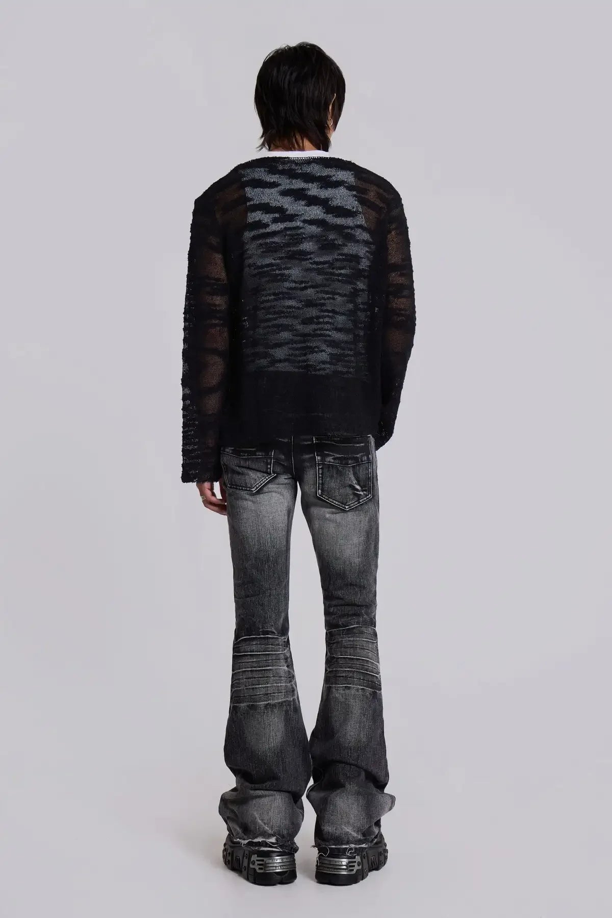 Y2K Mid Blue Flared Jeans Vintage Washed Men Women Bootcut Jeans Gothic High Street Unisex Streetwear Retro Baggy wide leg Pants