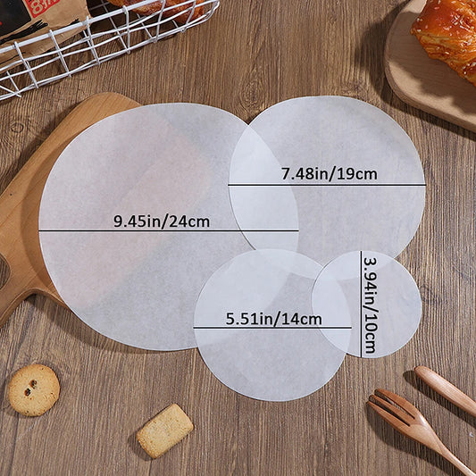 50Pcs Circle Parchment Paper Baking Oiled Paper  Multifunction Liner BBQ Oven Patty Hamburger Paper Steamer Liners Baking Tool