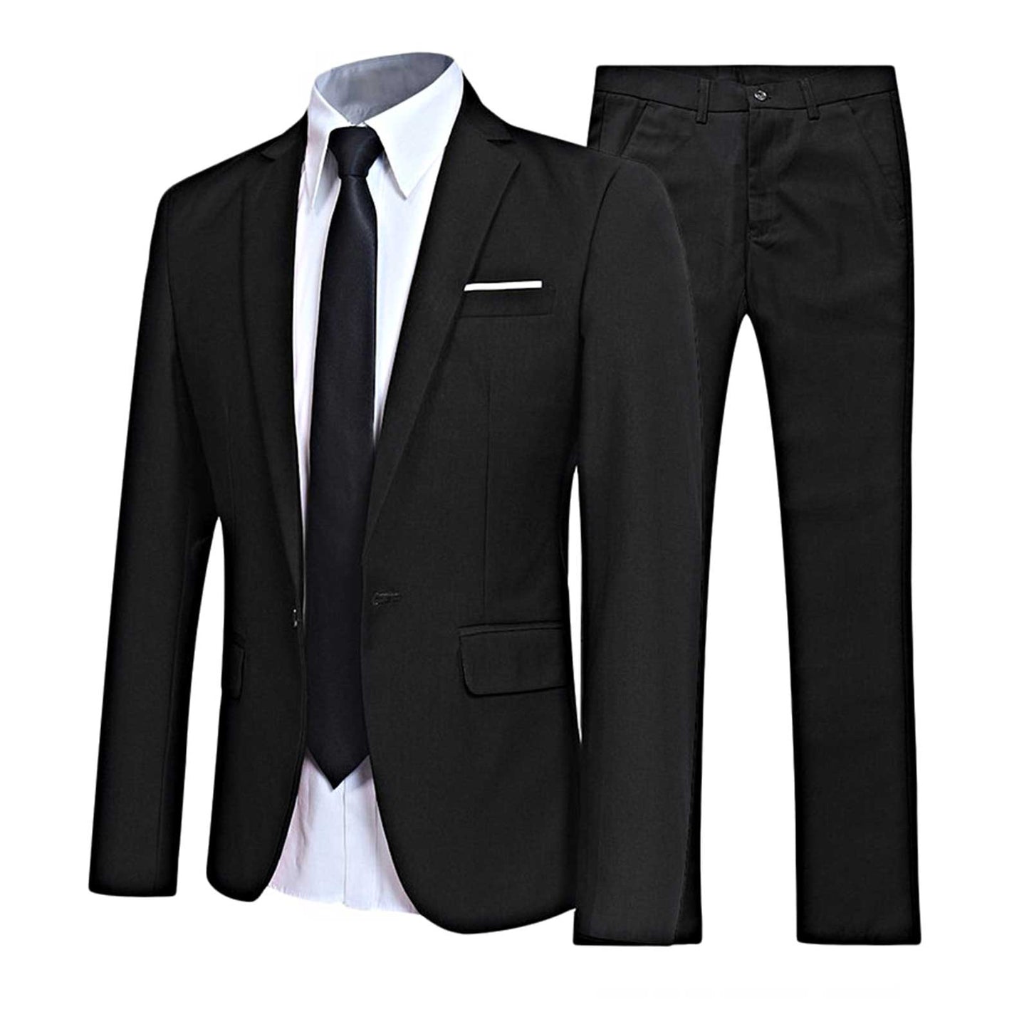 Men Gentleman Suit 2Pcs Formal Uniform Long Sleeve Lapel Blazer Jacket with Pants Office Meetings Business Wedding Party Outfits