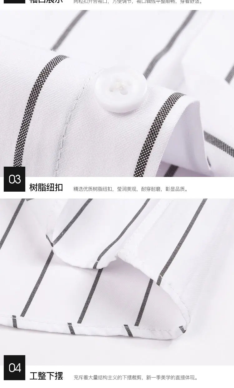 2025 Men's Long-Sleeved Striped Shirt Autumn Youth Business High-Quality Fashionable Cool Versatile Trendy Business Casual