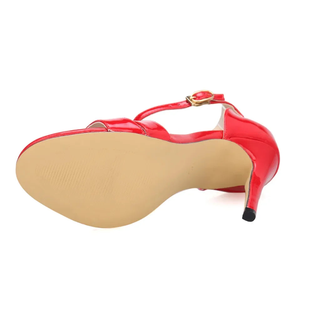 Ladies Dancing Shoes Sexy Women's Sandals Solid Open Toe High Heels Summer Ankle Strap Stiletto Dress Fish Mouth Sandal Women