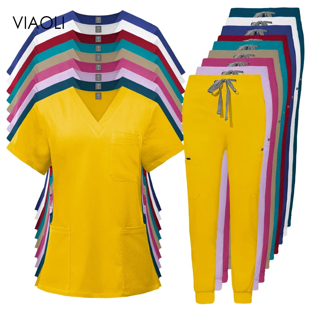 Scrubs Medical Uniforms Woman Multicolour SPA Beauty Uniform Dentist Veterinary Working Clothes Unisex Pharmacy Clinic Scrub New