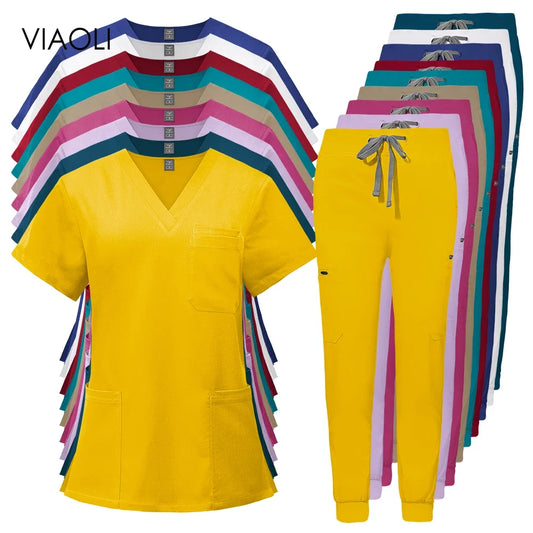 Scrubs Medical Uniforms Woman Multicolour SPA Beauty Uniform Dentist Veterinary Working Clothes Unisex Pharmacy Clinic Scrub New