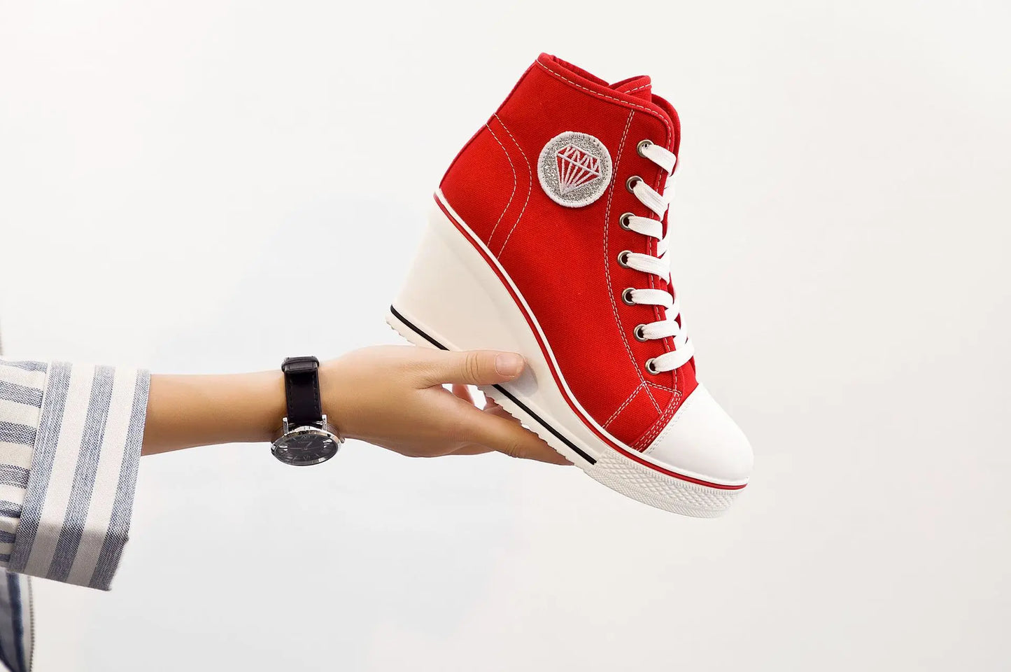 Wedge Heel Casual Shoes for Women New Canvas Shoes Side Zipper High Heel Lace Up Shoes Woman's Heightening Platform Sneakers