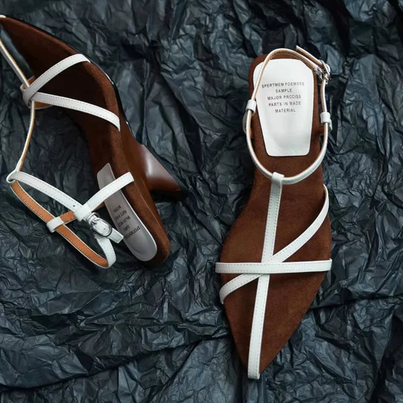 2025 New Women's High-heeled Sandals Summer High-heeled Shoes Luxury  Strap Slingback Feminine Wedding Sandals