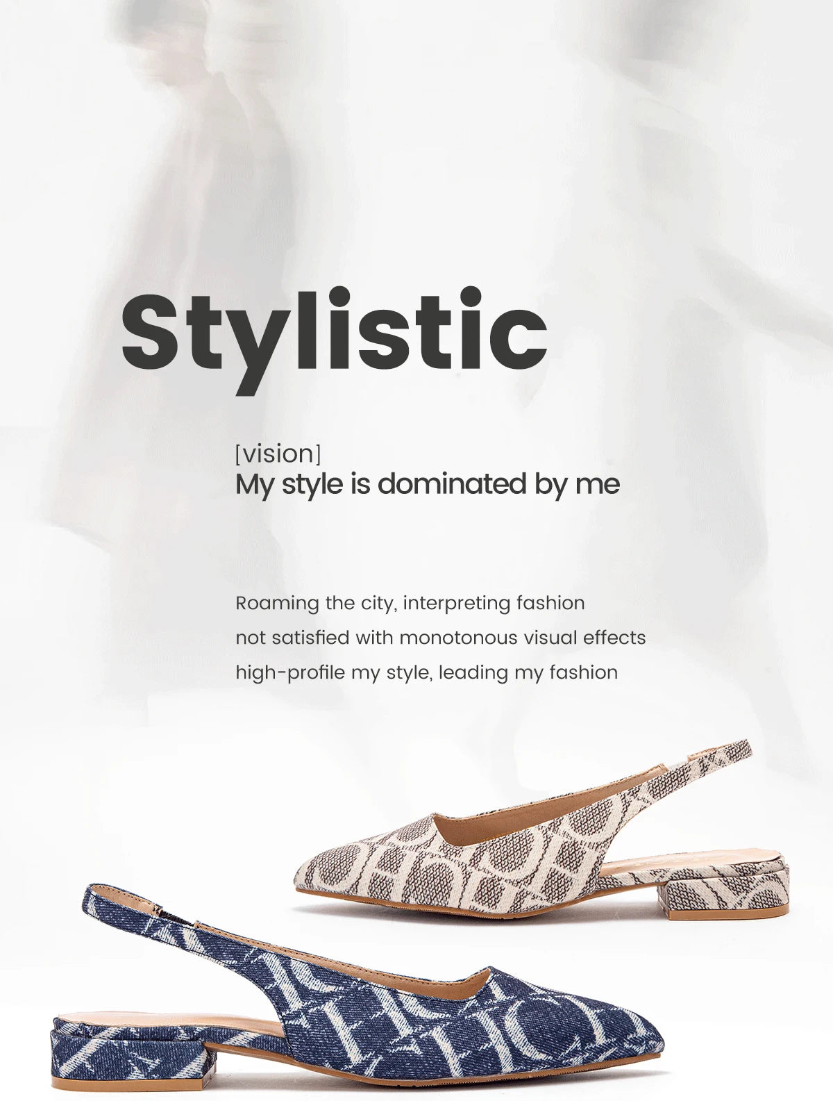 Classic Style Fashion Women's Heeled Single Shoes Wear Comfortable Letter Print Design Retro Versatile