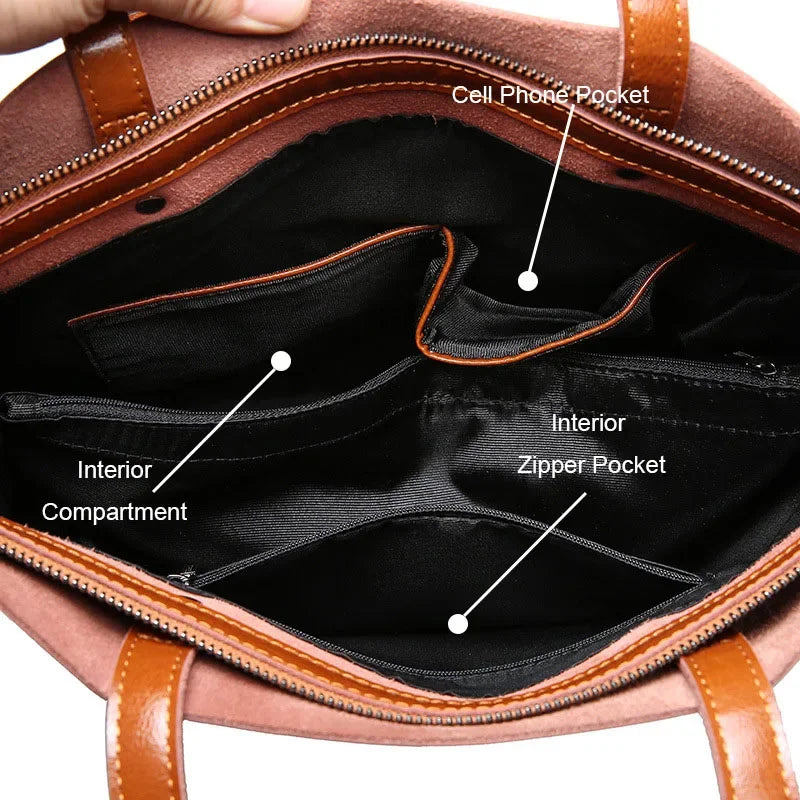 Real Leather Women's Handbag Fashion Top-handle Bags Ladies Tote Bag Minimalist Wallets Shoulder Tote Bag Portable Shopping Bag