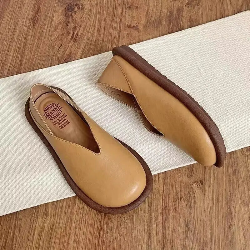 2025New Women's Shoes Fashion Leather Casual Shoe Summer Single Shoes for Women Comfortable Flats Luxury Designer Slip-On Loafes