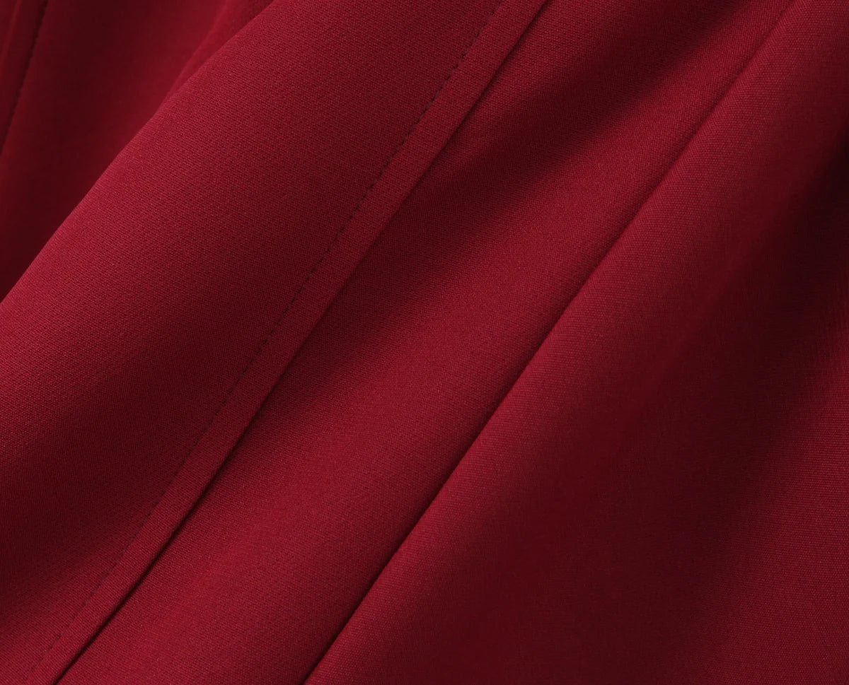 2025 Sexy Dark Red Pleated Ruched Halter Dress Women Deep V neck Slim Low Waist Swing Ball Gown Short Dresses Robe Vestidos