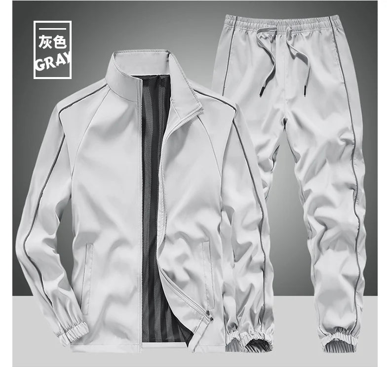 Men's Sportswear Fashion Spring Autumn Sets Training Suit 2 Pieces Set Jacket+Sweatpants Mens Casual Tracksuit