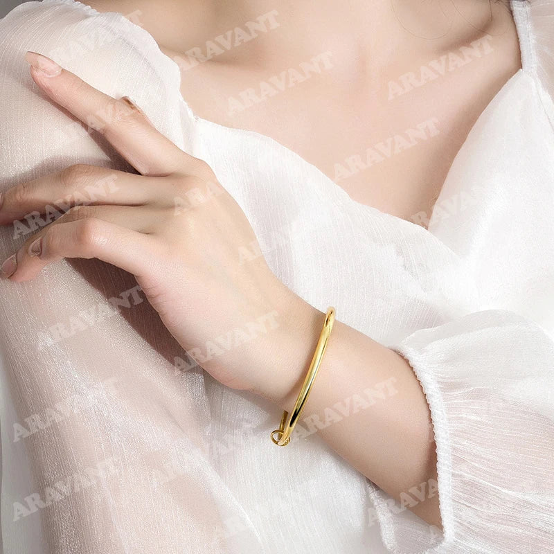 Aravant 925 Silver 18K Gold Simple Round Bangle For Women Fashion Jewelry