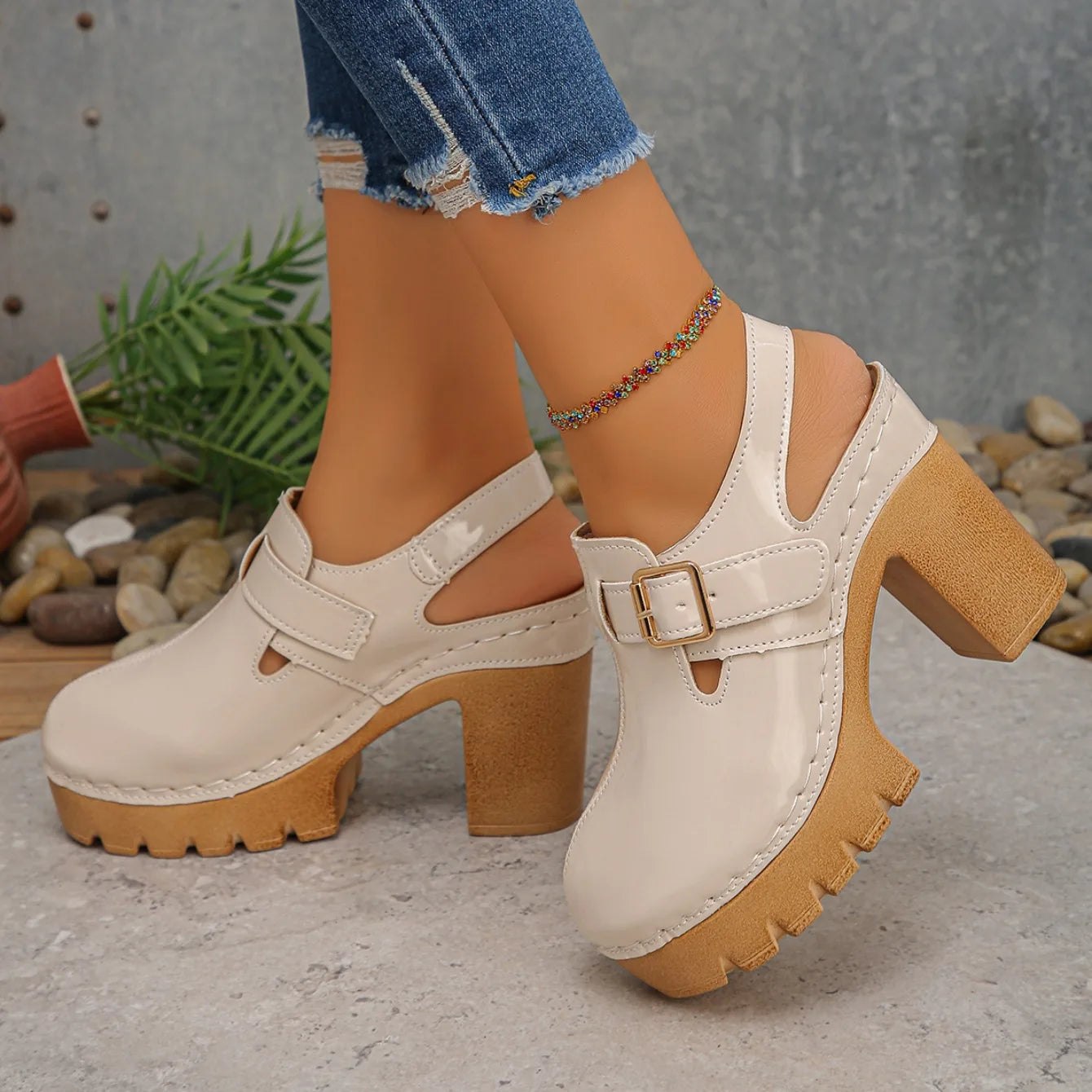 Super High Heels Sandals for Women Round Toe 2025 Summer Chunky Heel Comfortable Shoes Closed Toe Sophisticated Women's Shoes