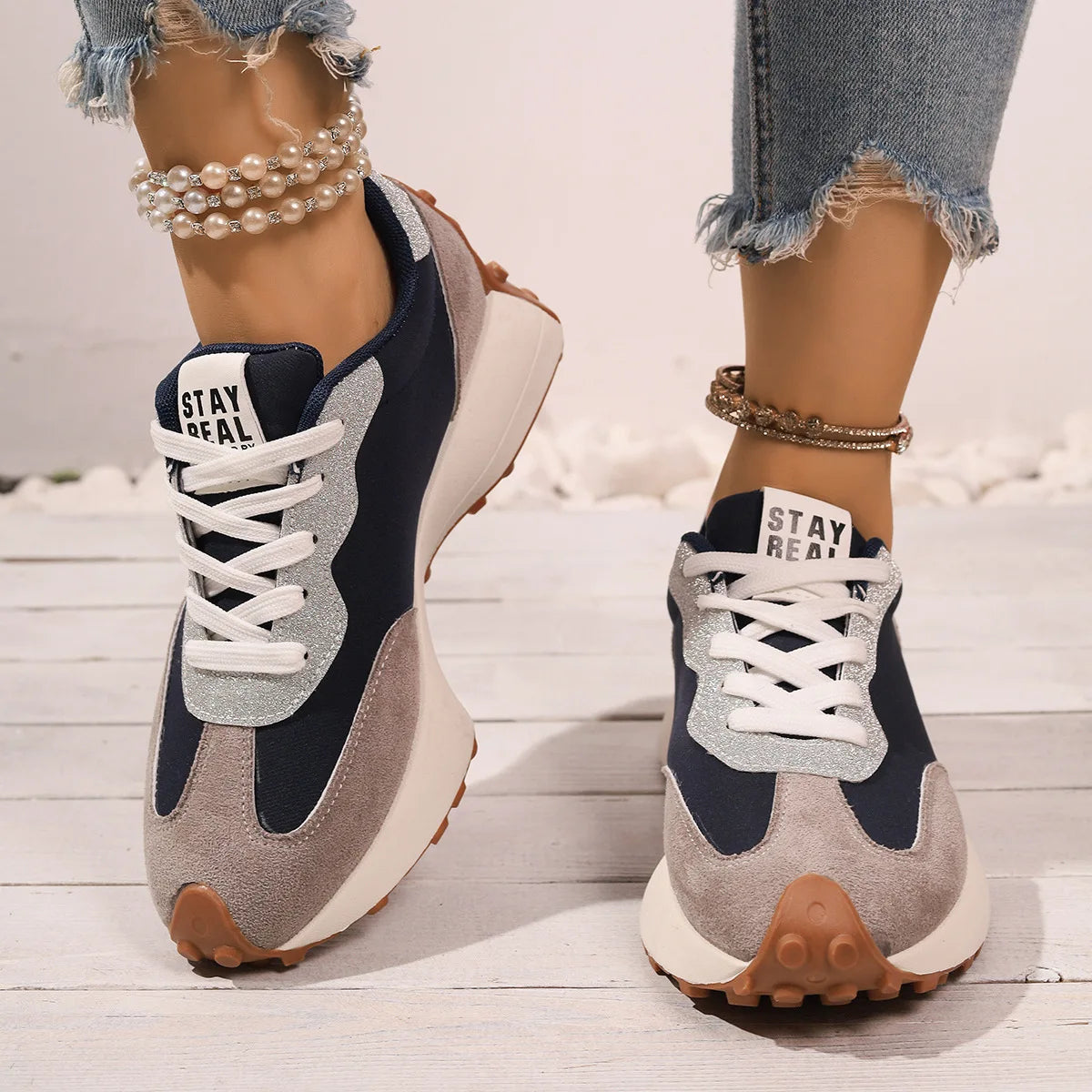 Women Sneakers Causal Walking Shoes Woman Autumn Fashion Lace Up Sports Platform Shoes Outdoor Non-slip Running Shoes