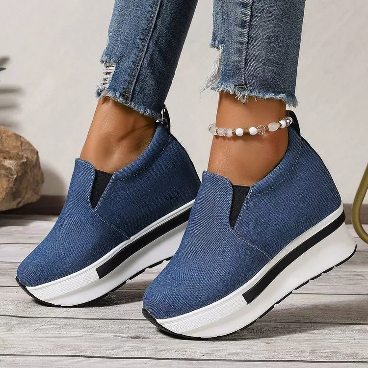 Women Wedges Ankle Boots Platform Thick Bottom Shoes Slip on Zipper Fashion Casual Female Sneakers Shoes Zapatos De Mujer
