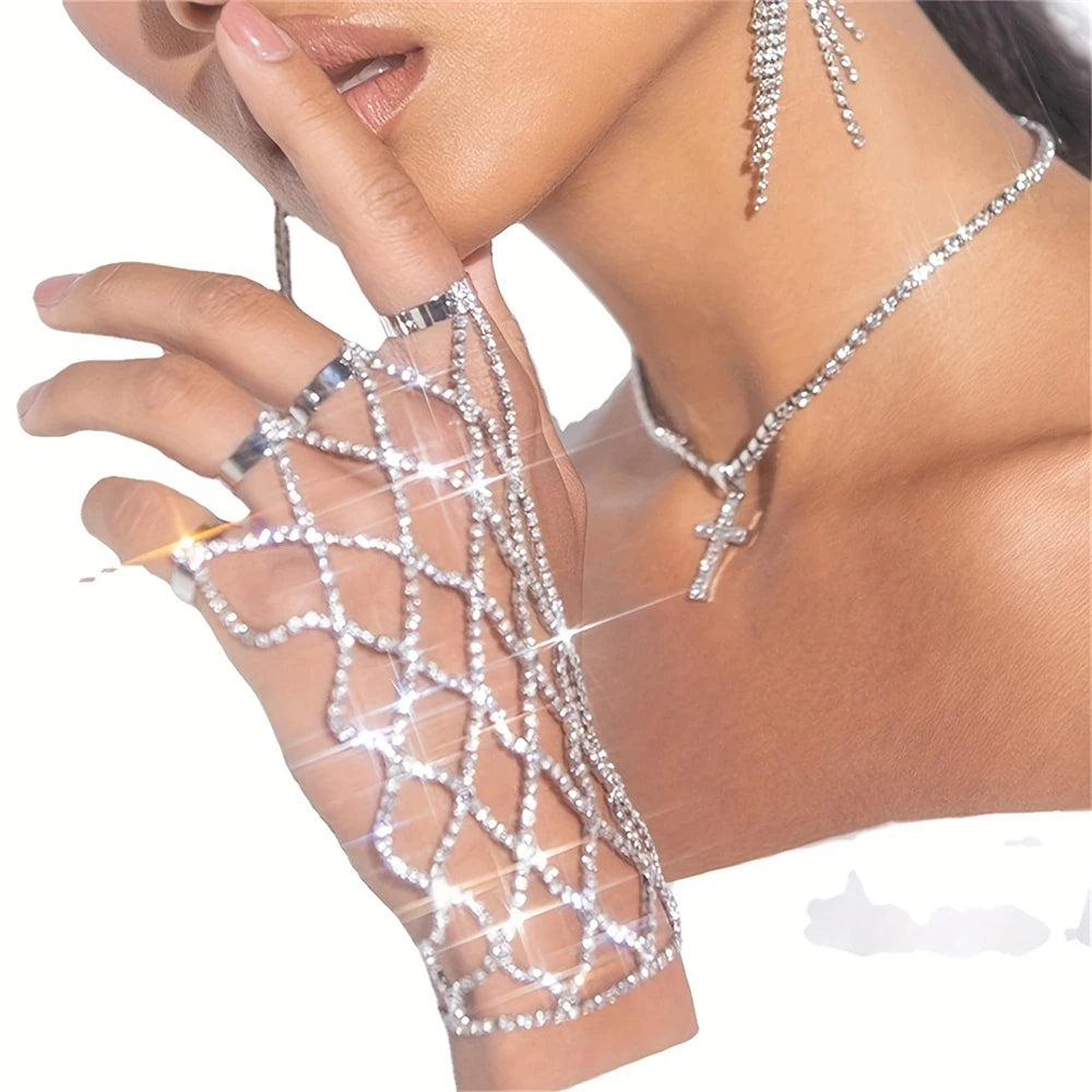 Women's Exquisite Luxury Fashion Crystal Bracelet Jewelry Weaving Wedding Shining New Style Finger Linking Christmas Gift Jewelr