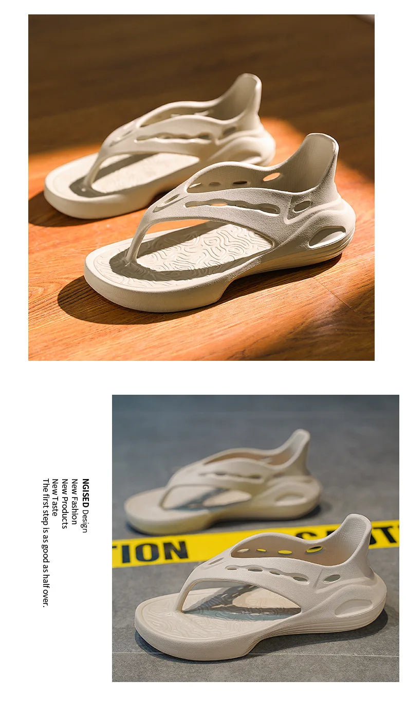 Women's Sport Sandals Summer Flat Flip-Flops Comfortable Casual Slip-On Slippers Lightweight Platform Hollow Design Flip-flops