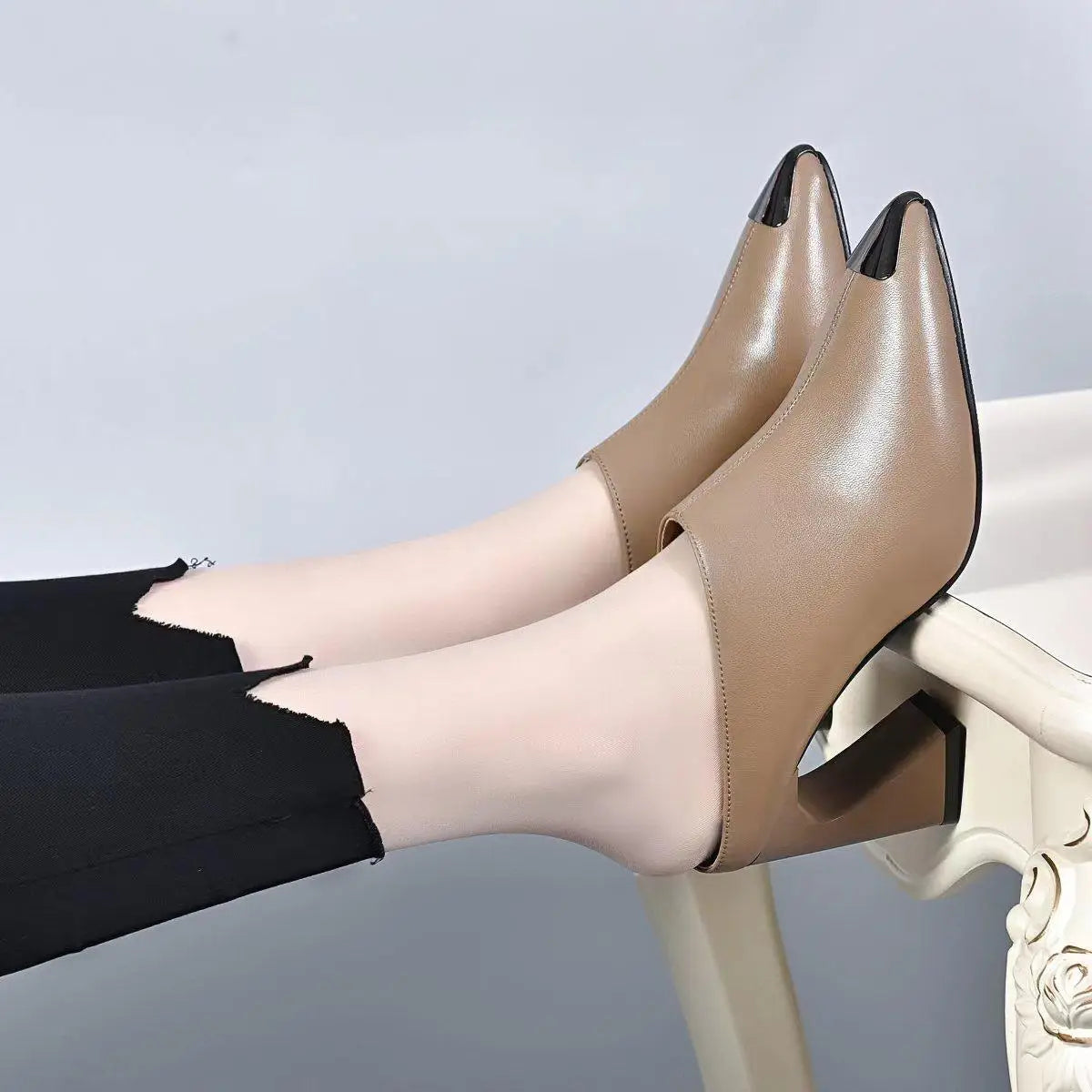 Sandalias Summer 20235 New Women Slipper High Heel Sandal Shoes Ladies Solid Casual PU Leather Slides Pumps Women Heels Shoes