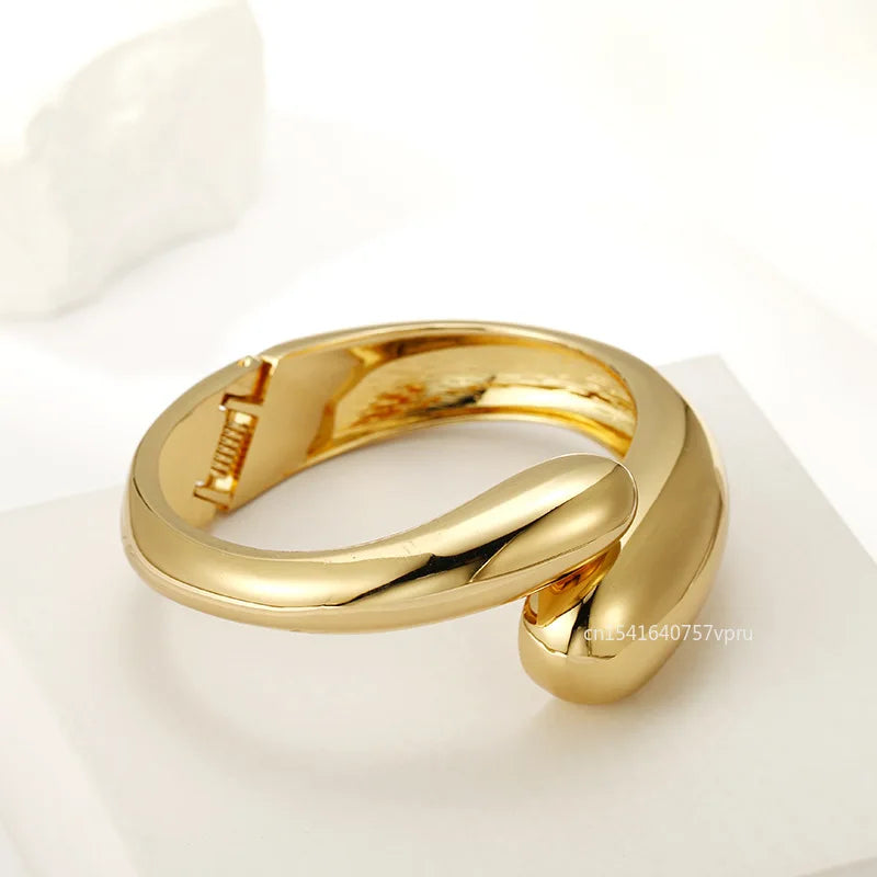 Top Quality Fashion Bangles Gold Color Alloy Simple Wide Opened Bangles Snake Bracelet & Bangles For Women