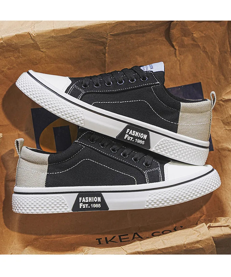 Mens Breathable Canvas Skate Shoes Soft Sole Casual Sneakers Trendy Versatile Lightweight Non-Slip Slip-On Sports Footwear 37-48