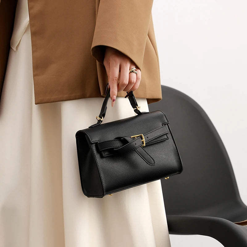 Classic Black Handbag Brand Bag Women Solid Small Pu Leather Crossbody Bag With Short Handle High End Sac A Main Designer Bosas